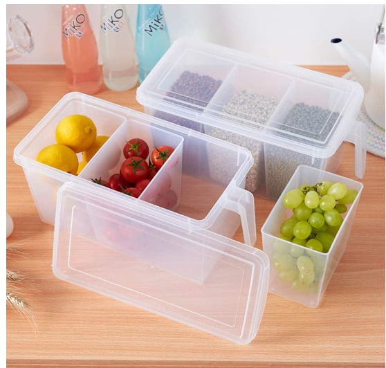 Plastic Divided Storage Container with Lids and Handles