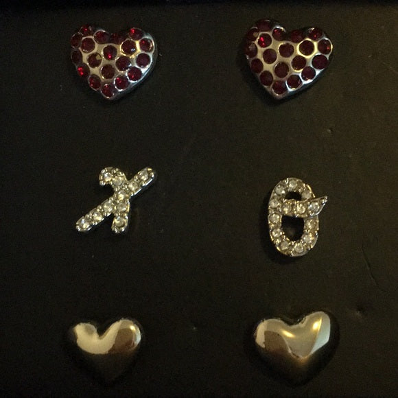Hugs and Kisses Stud Earring Trio