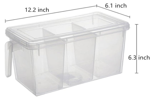 Plastic Divided Storage Container with Lids and Handles