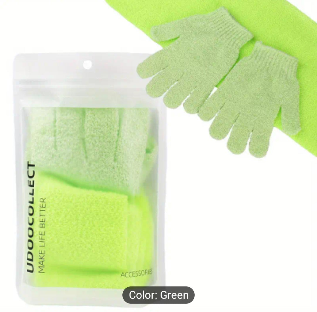 Exfoliating Back Scrubber and Gloves