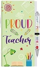 Teacher Themed Sticky Notes Set with Pen