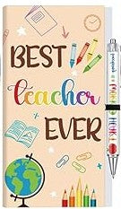 Teacher Themed Sticky Notes Set with Pen