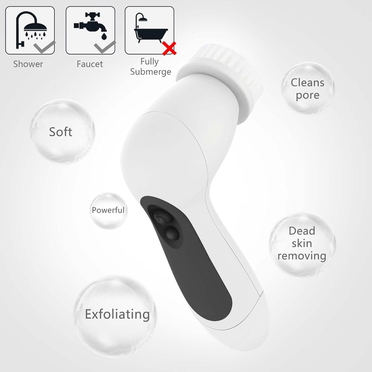 Waterproof Facial Cleansing Spin Brush (5 Heads)