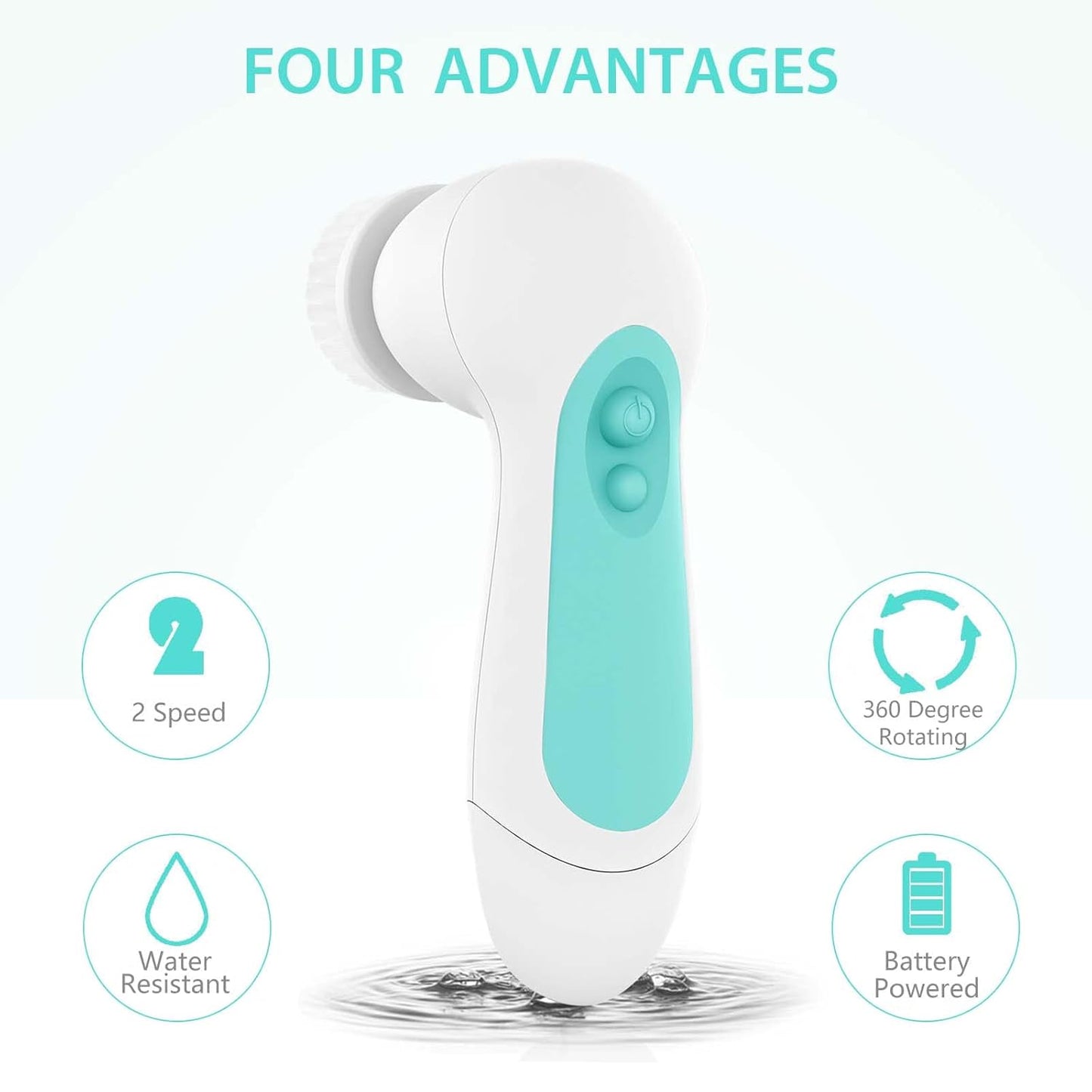 Waterproof Facial Cleansing Spin Brush (5 Heads)