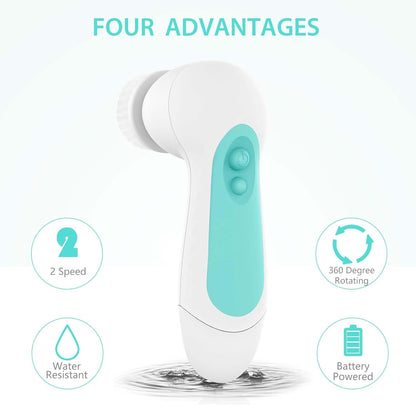 Waterproof Facial Cleansing Spin Brush (5 Heads)