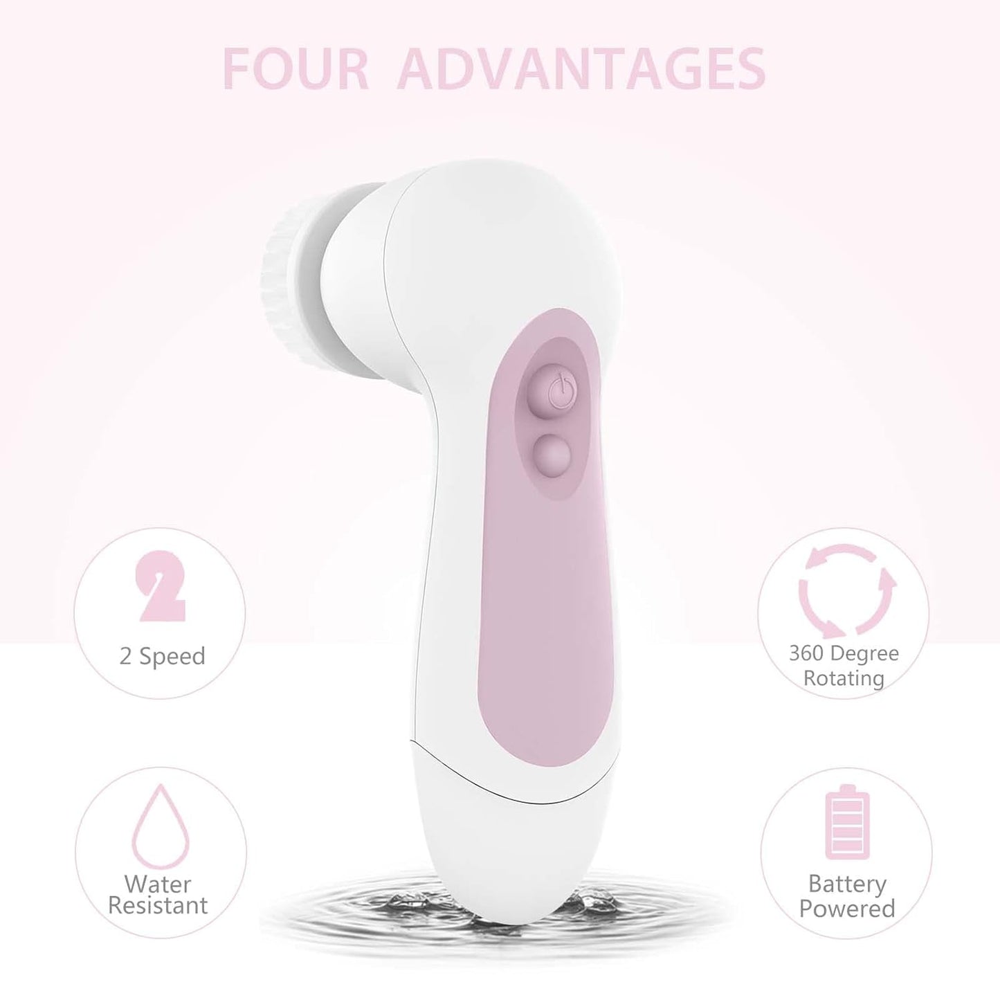 Waterproof Facial Cleansing Spin Brush (5 Heads)