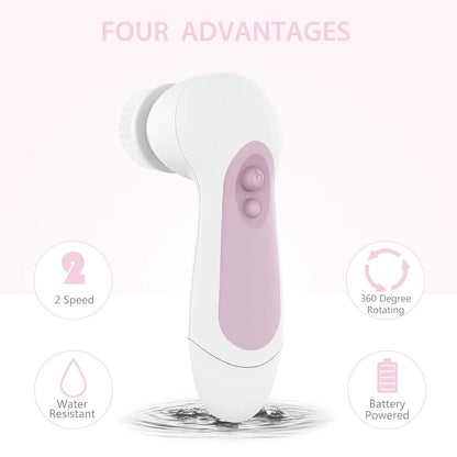 Waterproof Facial Cleansing Spin Brush (5 Heads)
