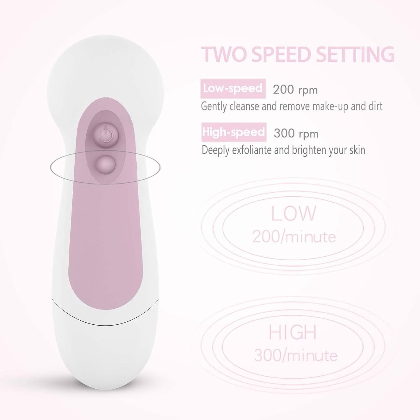 Waterproof Facial Cleansing Spin Brush (5 Heads)
