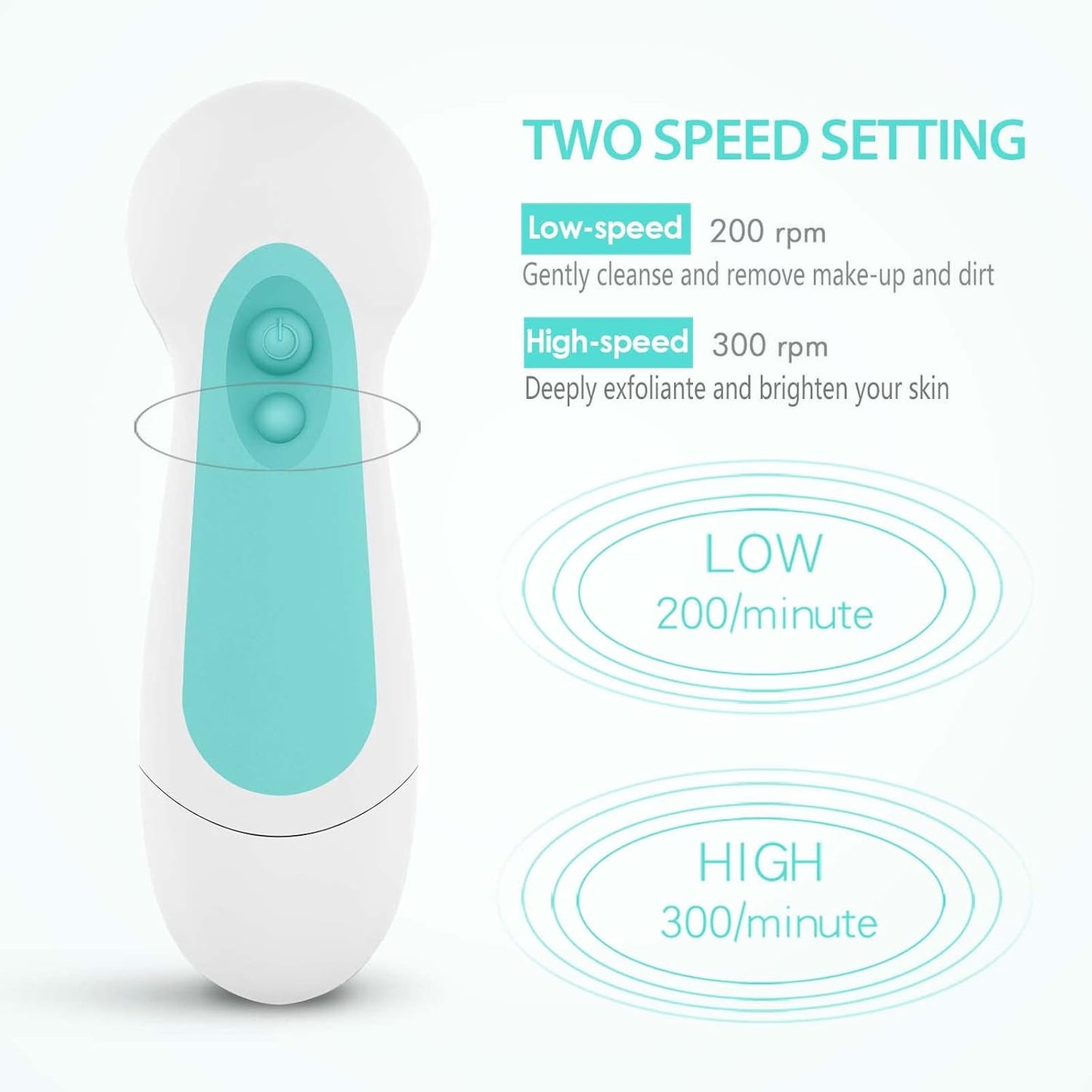 Waterproof Facial Cleansing Spin Brush (5 Heads)