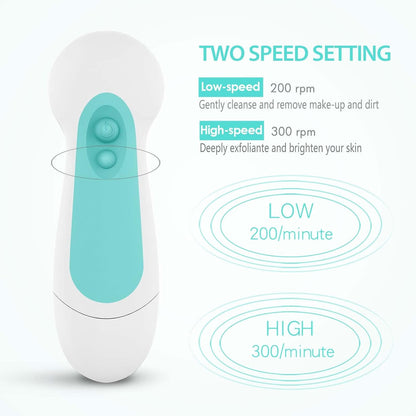 Waterproof Facial Cleansing Spin Brush (5 Heads)