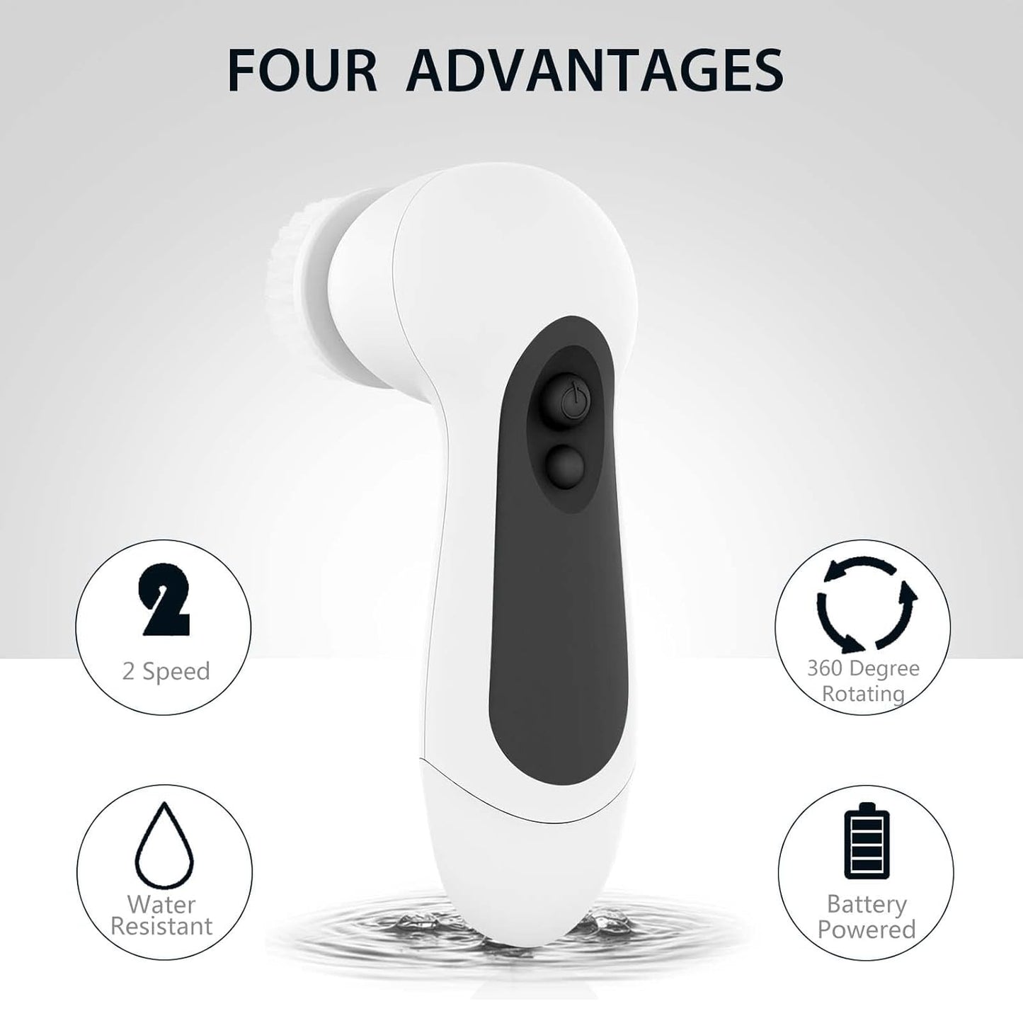 Waterproof Facial Cleansing Spin Brush (5 Heads)