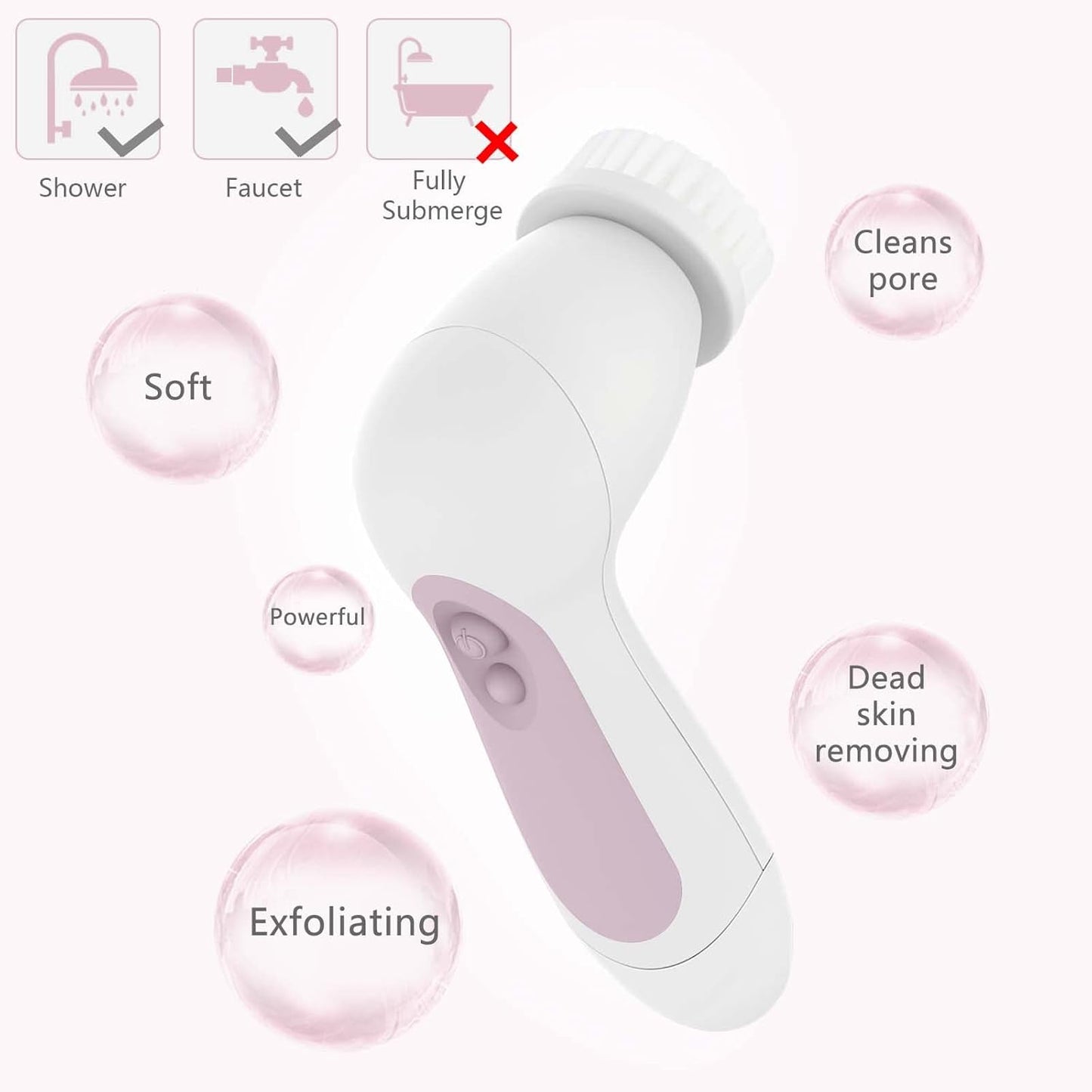 Waterproof Facial Cleansing Spin Brush (5 Heads)